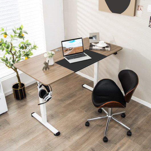 55 Inch Electric Height Adjustable Office Desk with Hook-Natural - Image 4