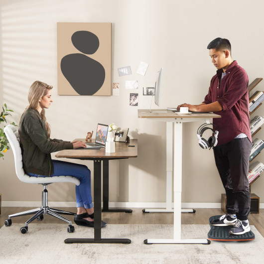 55 Inch Electric Height Adjustable Office Desk with Hook-Natural - Image 5