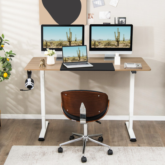 55 Inch Electric Height Adjustable Office Desk with Hook-Natural - Image 6