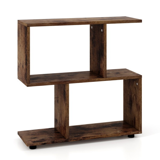 24 Inch 3-Tier Geometric Bookshelf with Thick Foot Pads-Brown - Image 6