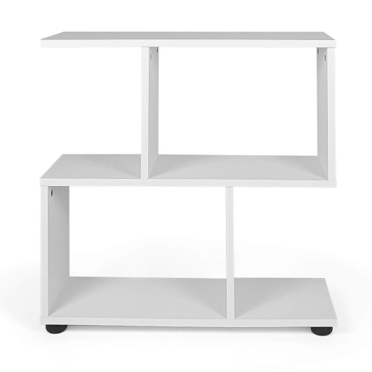 24 Inch 3-Tier Geometric Bookshelf with Thick Foot Pads-White - Image 4