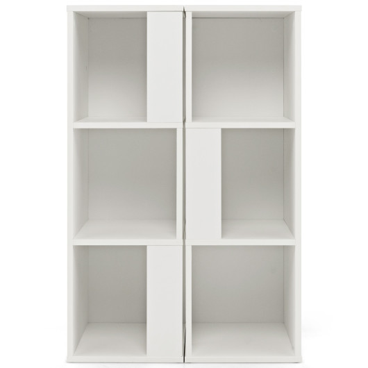 3-Tier 6 Cube Freestanding Bookcase with Anti-toppling Device-White - Image 6