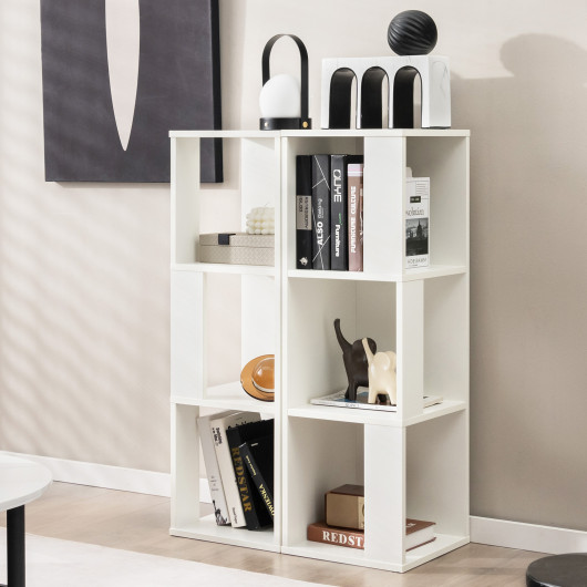 3-Tier 6 Cube Freestanding Bookcase with Anti-toppling Device-White - Image 5