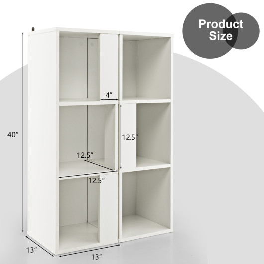 3-Tier 6 Cube Freestanding Bookcase with Anti-toppling Device-White - Image 3