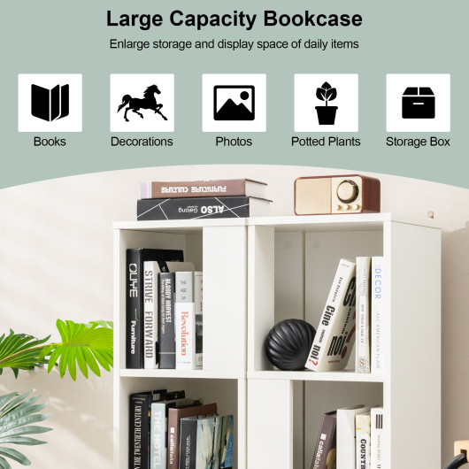 3-Tier 6 Cube Freestanding Bookcase with Anti-toppling Device-White - Image 4