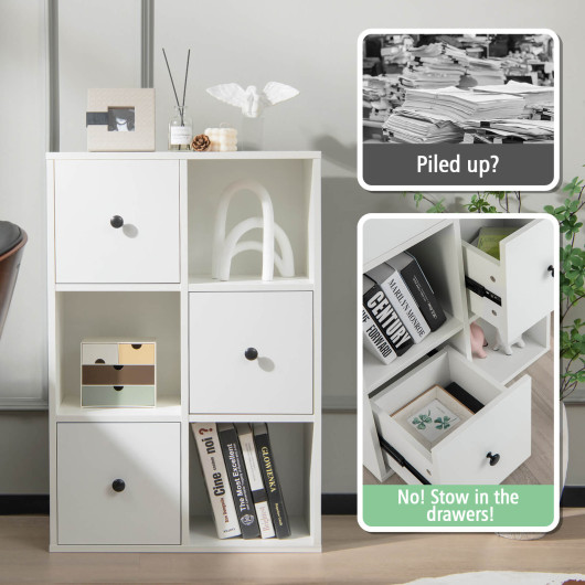 3-Tier Bookshelf with Anti-toppling Device for Living Room-White - Image 4