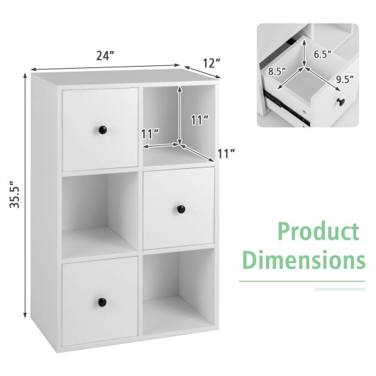 3-Tier Bookshelf with Anti-toppling Device for Living Room-White - Image 2