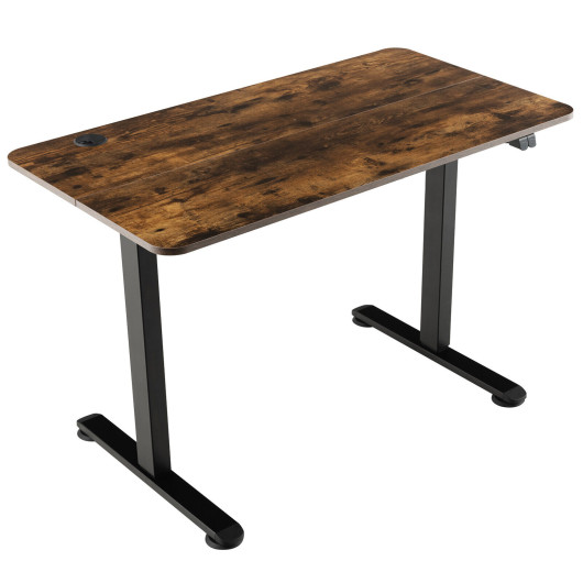 Electric Standing Desk Adjustable Stand up Computer Desk Anti-collision-Rustic Brown - Image 2