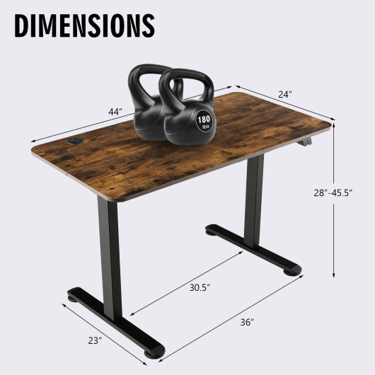 Electric Standing Desk Adjustable Stand up Computer Desk Anti-collision-Rustic Brown - Image 4