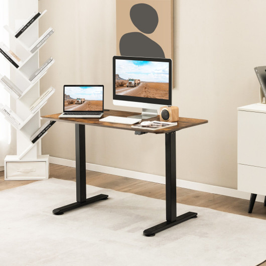Electric Standing Desk Adjustable Stand up Computer Desk Anti-collision-Rustic Brown - Image 6