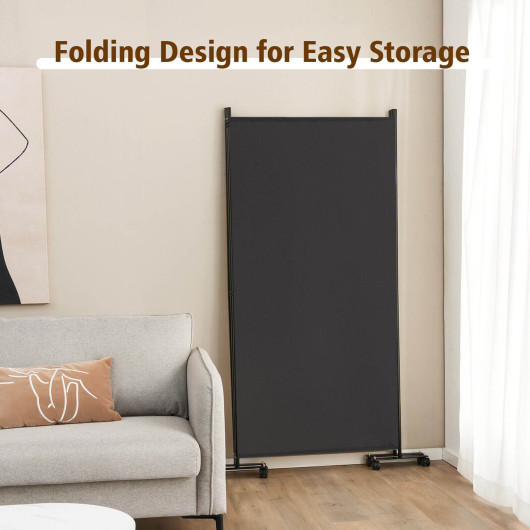 3 Panel Folding Room Divider with Lockable Wheels-Gray - Image 2