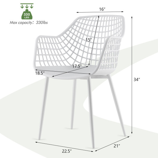 Set of 4 Heavy Duty Modern Dining Chair with Airy Hollow Backrest-White - Image 4