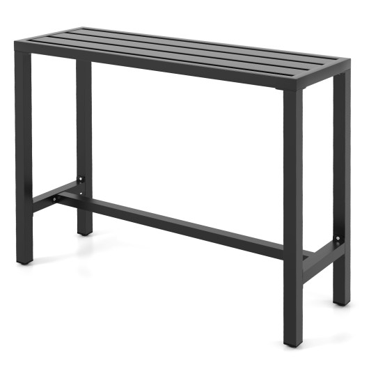 48-55 Inch Outdoor Bar Table with Waterproof Top and Heavy-duty Metal Frame-M