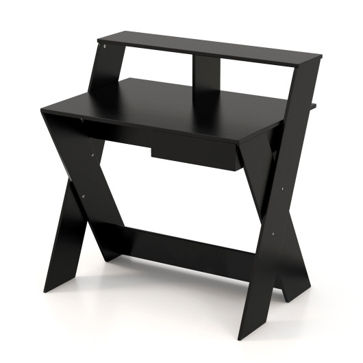 Small Computer Desk with Storage Drawer-Black - Image 3
