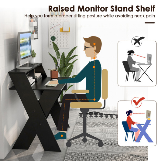 Small Computer Desk with Storage Drawer-Black - Image 6