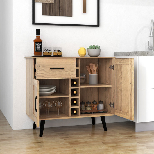 2-Door Buffet Sideboard with 6-Bottle Wine Rack Drawer - Image 3