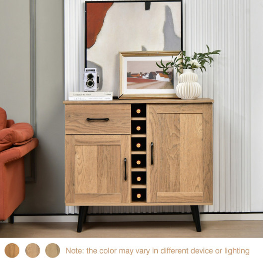 2-Door Buffet Sideboard with 6-Bottle Wine Rack Drawer - Image 4