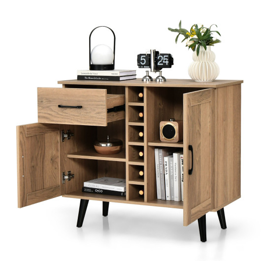 2-Door Buffet Sideboard with 6-Bottle Wine Rack Drawer - Image 5