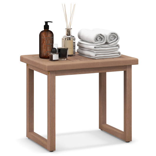 Long Natural Wood Bath Spa Stool with Non-slip Foot Pads for Elderly - Image 2