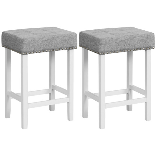 2 Pieces Counter Height Bar Stools with Sponge Padded Cushion-24.5 inches - Image 2