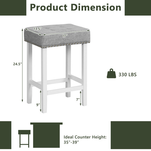 2 Pieces Counter Height Bar Stools with Sponge Padded Cushion-24.5 inches - Image 6