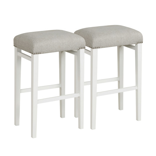 2 Pieces 24.5-29.5 Inch Backless Barstools with Padded Seat Cushions-29.5 inches - Image 2