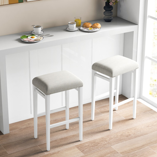 2 Pieces 24.5-29.5 Inch Backless Barstools with Padded Seat Cushions-29.5 inches - Image 3