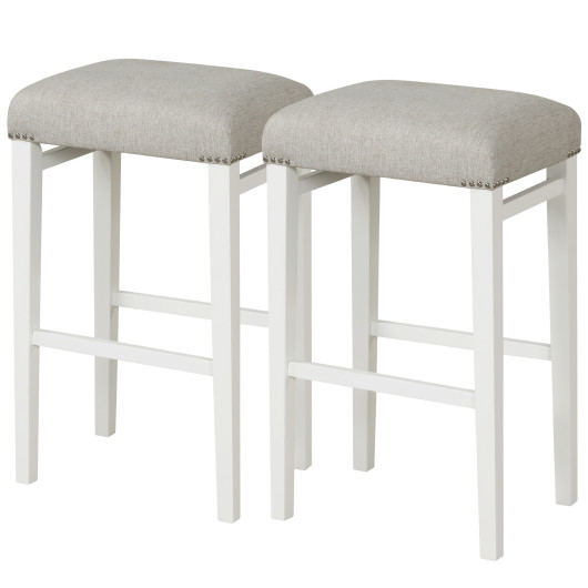 2 Pieces 24.5-29.5 Inch Backless Barstools with Padded Seat Cushions-29.5 inches - Image 4