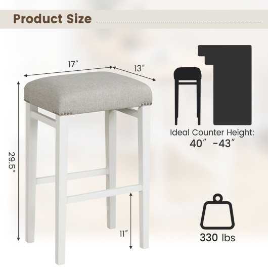 2 Pieces 24.5-29.5 Inch Backless Barstools with Padded Seat Cushions-29.5 inches - Image 6
