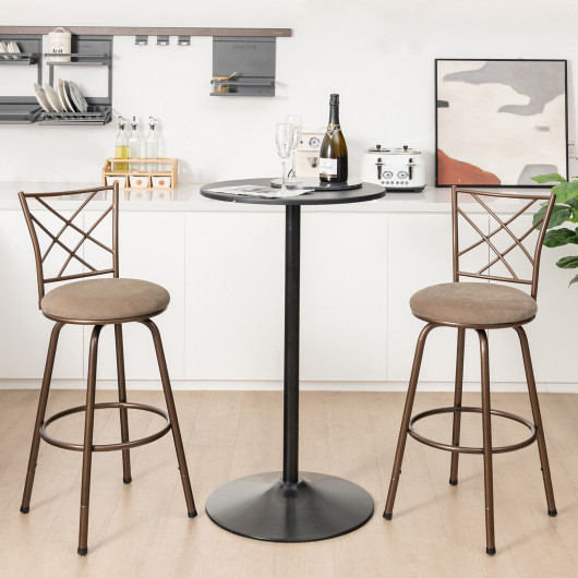 2 Pieces Swivel Pluch Fabrice Cushioned Bar Stool Set-Brown - Image 5