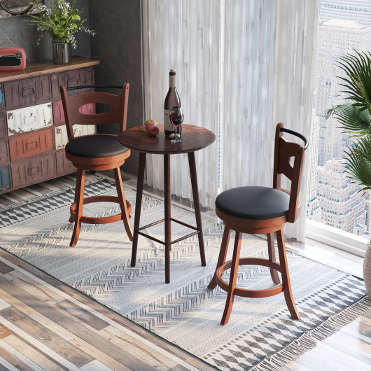 2 Pieces 24-29 inch Swivel Bar Stools with Curved Backrest and Seat Cushions-24 inches - Image 4
