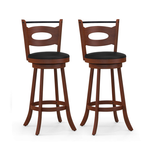 2 Pieces 24-29 inch Swivel Bar Stools with Curved Backrest and Seat Cushions-29 inches - Image 3