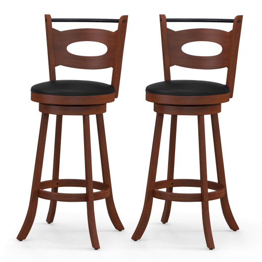 2 Pieces 24-29 inch Swivel Bar Stools with Curved Backrest and Seat Cushions-29 inches - Image 2