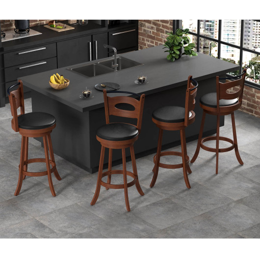 2 Pieces 24-29 inch Swivel Bar Stools with Curved Backrest and Seat Cushions-29 inches - Image 6