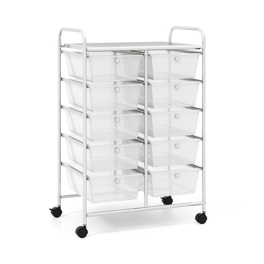 10-Drawer Rolling Storage Cart-Transparent - Image 4