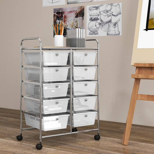 10-Drawer Rolling Storage Cart-Transparent - Image 5