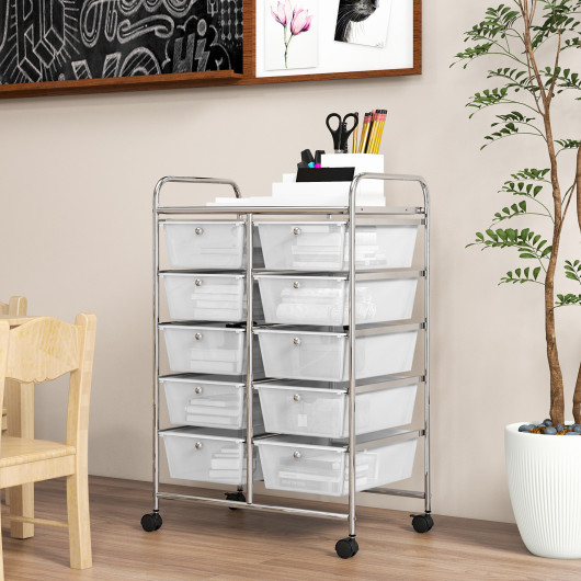 10-Drawer Rolling Storage Cart-Transparent - Image 6
