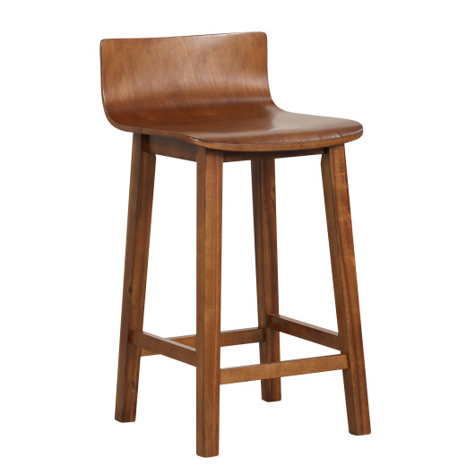 Wood Bar Stools Set of 2 with Solid Back and Seat - Image 3
