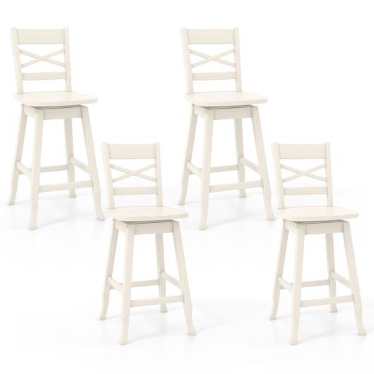 Swivel 24-Inch Counter Height Stool Set of 2 with Inclined Backrest-White - Image 2