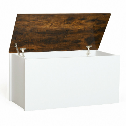 Flip-top Storage Chest with Self-hold Cover and Pneumatic Rod-White - Image 6