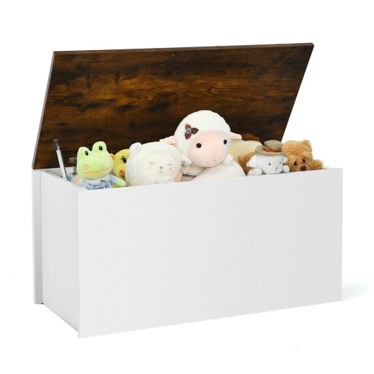 Flip-top Storage Chest with Self-hold Cover and Pneumatic Rod-White - Image 4