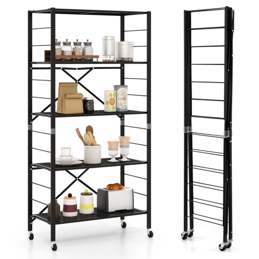 5-Tier Adjustable Shelves with Wheels for Garage Kitchen Balcony - Image 6