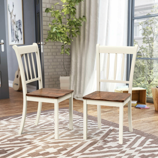 2 Pieces Solid Whitesburg Spindle Back Wood Dining Chairs-White - Image 5