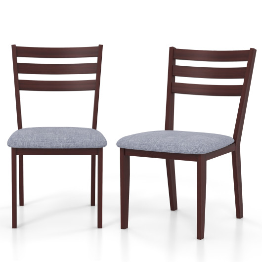Set of 2 Upholstered Armless Kitchen Chair with Solid Rubber Wood Frame - Image 5