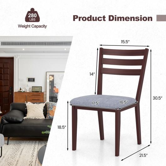 Set of 2 Upholstered Armless Kitchen Chair with Solid Rubber Wood Frame - Image 2