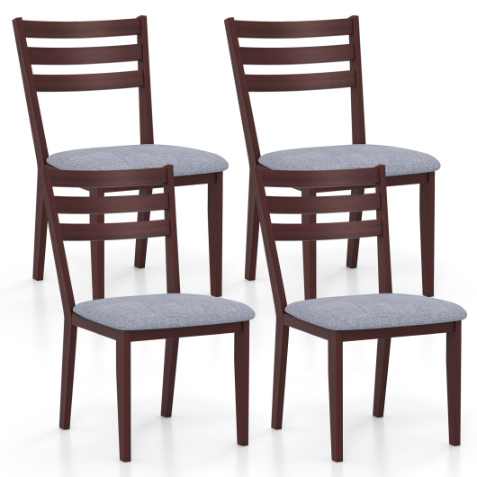 Set of 2 Upholstered Armless Kitchen Chair with Solid Rubber Wood Frame - Image 3