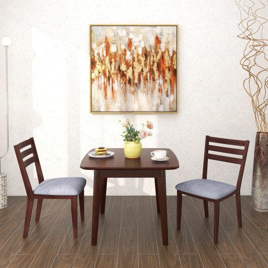 Set of 2 Upholstered Armless Kitchen Chair with Solid Rubber Wood Frame - Image 4