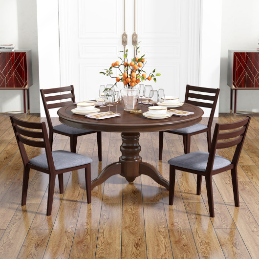 Set of 2 Upholstered Armless Kitchen Chair with Solid Rubber Wood Frame - Image 6