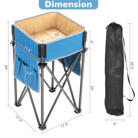 2 Pieces Folding Camping Tables with Large Capacity Storage Sink for Picnic - Image 6