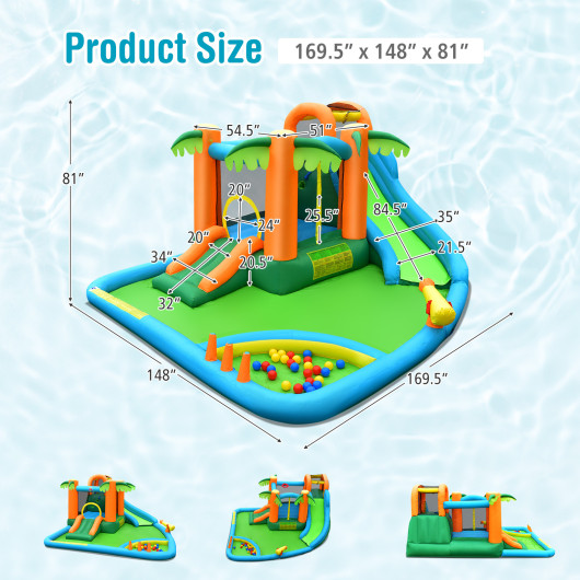 7-in-1 Inflatable Water Slide Park with 780W Blower - Image 4
